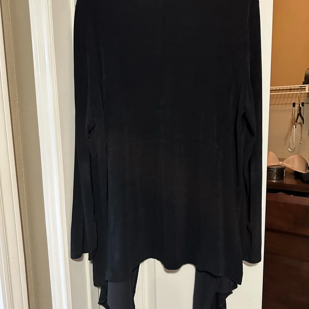 Chico's Black Draped Waterfall Cardigan 3